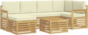 vidaXL Σειρά Καναπέ Εξωτερικού 7 pcs Λευκό και Κρεμ Πολυεστέρας