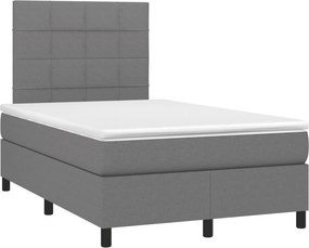 vidaXL Κρεβάτι Boxspring με Στρώμα Σκούρο Γκρι 120x190 εκ Υφασμάτινο