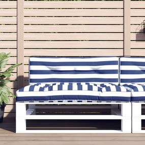 vidaXL Μαξιλάρια Παλέτας 2 τεμ. Μπλε &amp; Λευκά Ριγέ Υφασμάτινα