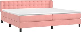 vidaXL Κρεβάτι Boxspring με Στρώμα Ροζ 200x200 εκ. Βελούδινο