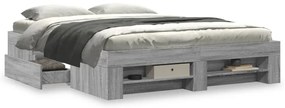 vidaXL Πλαίσιο Κρεβατιού Γκρι Sonoma 150x200 εκ. Επεξεργασμένο Ξύλο