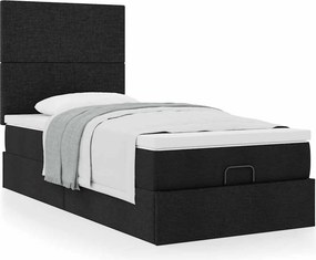 vidaXL Οθωμανικό κρεβάτι με στρώμα Μαύρο 90x200cm Ύφασμα