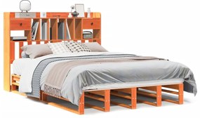 vidaXL Κρεβάτι Βιβλιοθήκη Χωρίς Στρώμα 150x200 εκ Μασίφ Ξύλο Πεύκου