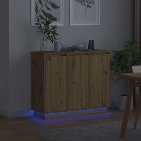 vidaXL Πλευρικό Τραπέζι LED Artisan Oak 90 x 32 x 75 εκ.