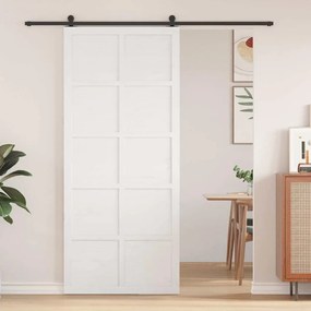 vidaXL Πόρτα αχυρώνα Λευκό 90 x 210 cm Μασίφ ξύλο πεύκου
