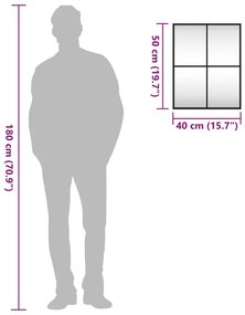 Καθρέφτης Ορθογώνιος Μαύρος 40 x 50 εκ. από Σίδερο - Μαύρο