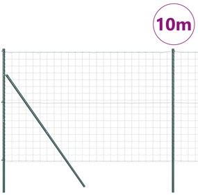 vidaXL Ευρωπαϊκή Περίφραξη με 7 Στυλ 1.6x10 μ Γαλβανισμένο Ατσάλι Πράσινο
