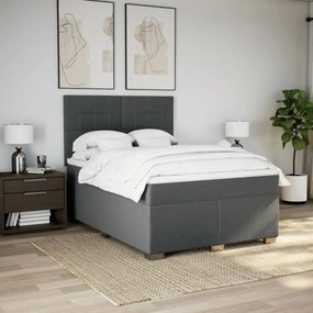 vidaXL Κρεβάτι Boxspring με Στρώμα Σκούρο Γκρι 140x200 εκ Υφασμάτινο