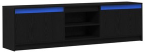 vidaXL Ντουλάπι TV με φώτα λωρίδας LED με αποθήκευση με πόρτα Μαύρο 182 x 34 x 50 εκ.