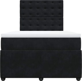 vidaXL Κρεβάτι Boxspring με Στρώμα Μαύρο 120x190 εκ. Βελούδινο