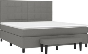 vidaXL Κρεβάτι Boxspring με Στρώμα Σκούρο Γκρι 180x200 εκ Υφασμάτιν