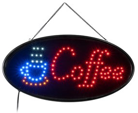 GloboStar® 75687 Φωτιστικό Ταμπέλα LED Οβάλ Σήμανσης COFFEE με Πρίζα AC 230V Μ48 x Π1.8 x Υ24.5cm