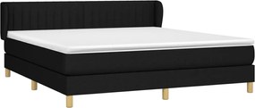 vidaXL Κρεβάτι Boxspring με Στρώμα Μαύρο 180x200 εκ. Υφασμάτινο