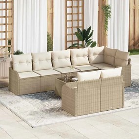 vidaXL Σετ Καναπέ Κήπου με μαξιλάρι 9 pcs Μπεζ Πολυ ράταν