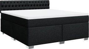 vidaXL Κρεβάτι Boxspring με Στρώμα Μαύρο 180x200 εκ. Υφασμάτινο