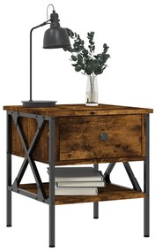 vidaXL Κομοδίνο Καπνιστή Δρυς 40 x 42 x 45 εκ. από Επεξεργασμένο Ξύλο