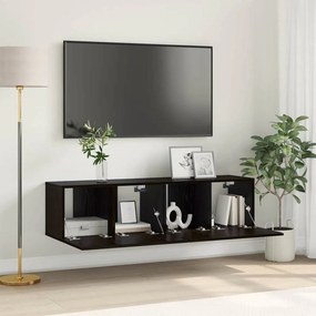 vidaXL Σετ επίπλου τηλεόρασης 2 pcs Μαύρο Επεξεργασμένο Ξύλο
