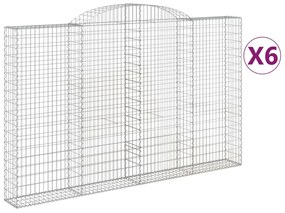 vidaXL Συρματοκιβώτια Τοξωτά 6 τεμ. 300x30x180/200 εκ. Γαλβαν. Ατσάλι