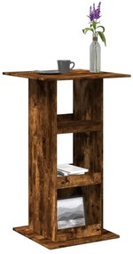 Τραπέζι Μπαρ με Ράφια Καπνιστή Δρυς 60x60x102 εκ. Επεξεργ. Ξύλο