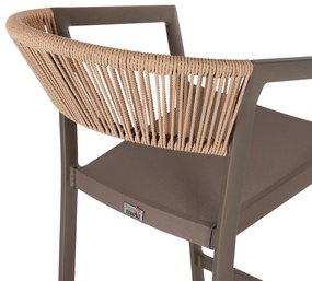 Σκαμπό Μπαρ C5892.23 Αλουμινίου Σαμπανί με Rattan &amp; Textline 56x58x105Yεκ. 56x58x105 εκ.
