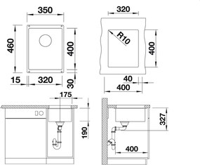 Blanco Subline 320-u - Υποκαθήμενος Νεροχύτης Κουζίνας Γρανίτη 35x46 - White