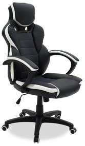 126-000016 Καρέκλα γραφείου εργασίας GARMIN - Bucket pakoworld PU μαύρο-λευκό 67,0x60,0x113,0εκ PU BLACK, 1 Τεμάχιο