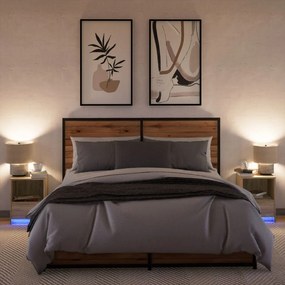 vidaXL Κομοδίνα με Φώτα LED 2 τεμ. Sonoma Δρυς από Επεξεργασμένο Ξύλο