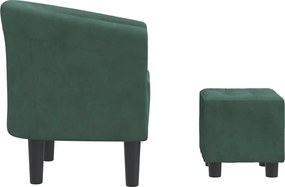 vidaXL Πολυθρόνα Μπάρελ με Υποπόδιο Σκούρο Πράσινο Βελούδινη