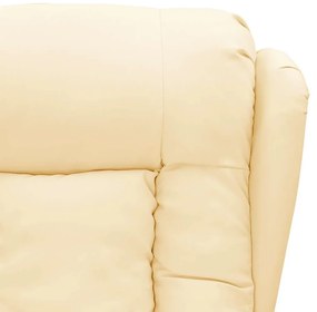 vidaXL Πολυθρόνα Μασάζ Ηλεκτρική Κρεμ από Συνθετικό Δέρμα