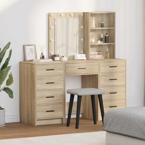 vidaXL Τραπέζι περιποίησης με συρτάρι 3 pcs Καφέ Επεξεργασμένο ξύλο