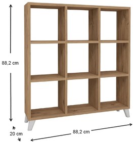 Βιβλιοθήκη μελαμίνης Saul Megapap χρώμα pine oak 88,2x20x88,2εκ.