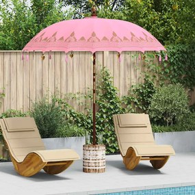 vidaXL Μπαλινέζικη ομπρέλα με βάση Ροζ Ø 210-220 cm