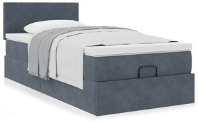 Οθωμανικό κρεβάτι με στρώμα σκούρο γκρι 100x200cm Velvet