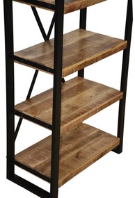 Βιβλιοθήκη Miles pakoworld mango ξύλο σε φυσική-μαύρη απόχρωση 80x40x180εκ