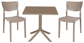 Τραπεζαρία κήπου Groovy-Ignite pakoworld σετ 3τεμ PP cappuccino 80x80x74,5εκ.