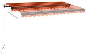 Τέντα Συρόμενη Χειροκίνητη με LED Πορτοκαλί/Καφέ 450 x 350 εκ. - Πολύχρωμο