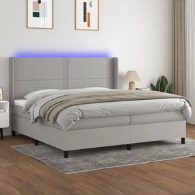 ΚΡΕΒΑΤΙ BOXSPRING ΜΕ ΣΤΡΩΜΑ &amp; LED ΑΝ.ΓΚΡΙ 200X200ΕΚ. ΥΦΑΣΜΑΤΙΝΟ 3138261