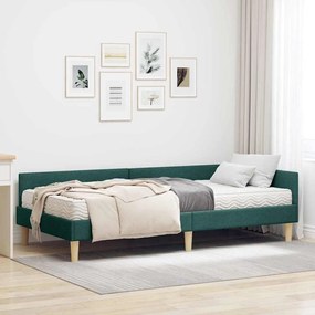 vidaXL Κρεβάτι γωνίας με στρώμα με στρώμα 2 pcs Πράσινο ύφασμα