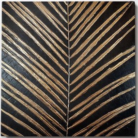 Πίνακας Καμβάς 405HND1265 70x70cm Black-Gold Wallity Τετράγωνοι Ξύλο, Καμβάς