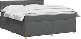 vidaXL Κρεβάτι box spring με στρώμα Σκούρο Γκρι 140 x 190 cm Ύφασμα