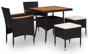 vidaXL Σετ Τραπεζαρίας Εξ. Χώρου 5 τεμ. Μαύρο Συνθ. Ρατάν/Ξύλο Ακακίας