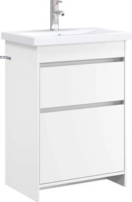vidaXL Σετ Επίπλων Μπάνιου Λευκό 61 x 40 x 84,5 εκ Επεξεργασμένο Ξύλο