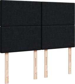 vidaXL Κρεβάτι Boxspring με Στρώμα Μαύρο 140x190 εκ. Υφασμάτινο
