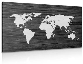 Εικόνα του παγκόσμιου χάρτη σε ξύλο σε μαύρο & άσπρο