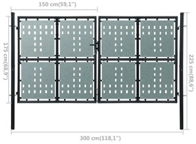 vidaXL Πόρτα Περίφραξης Μονή Μαύρη 300 x 225 εκ.