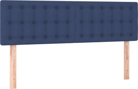 vidaXL Κρεβάτι Boxspring με Στρώμα Μπλε 140x190 εκ. Υφασμάτινο