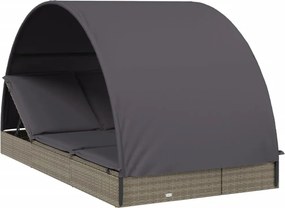 vidaXL Ξαπλώστρα 2 Ατόμων Στρογγ. Οροφή Γκρι 211x112x140εκ Συνθ. Ρατάν