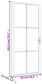 vidaXL Εσωτερική Πόρτα 93x201,5 εκ. Λευκό ESG Γυαλί και Αλουμίνιο