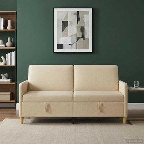 vidaXL Καναπές με Αποθήκευση Κρεμ 172 x 78 x 87 εκ Πολυεστέρας