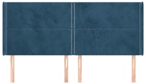 Κεφαλάρι με Πτερύγια Σκούρο Μπλε163x16x118/128 εκ. Βελούδινο 3119498